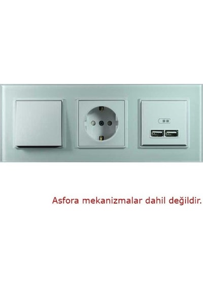 Arvehu Asfir Schneider Asfora Serisine Özel Üçlü Beyaz Plexiglas Anahtar Priz Çerçevesi