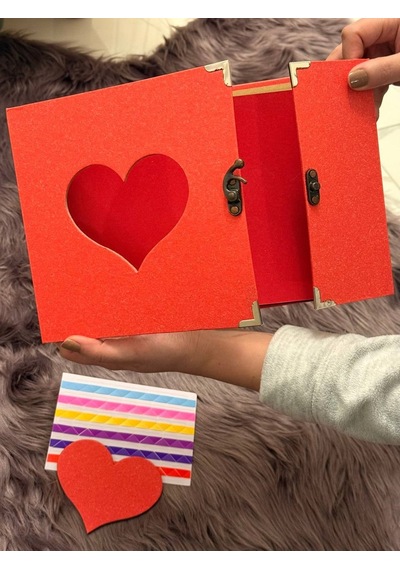 Kalpli Kapaklı Fotoğraf Albümü Metal Kilitli, Scrapbook Uyumlu 26 18 Cm