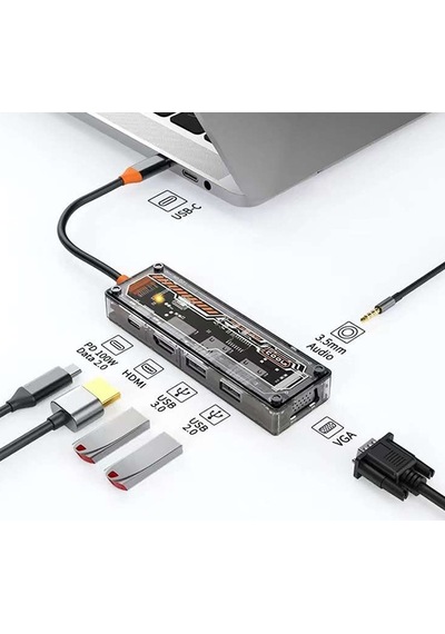 Ally 6in1 Type-c Usb3.0/2.0+pd 100w+hdmı+vga+3.5mm Çoğaltıcı Hub