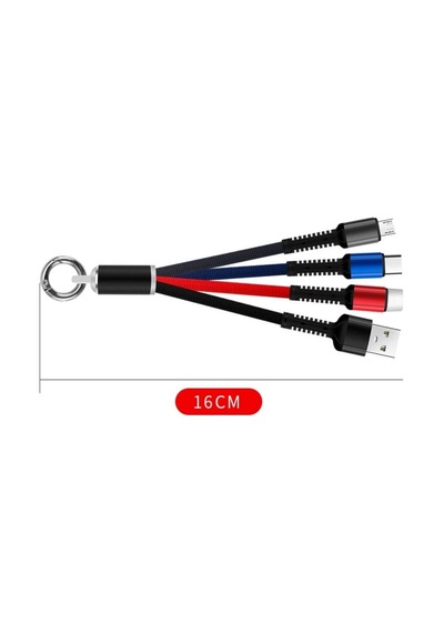Işıklı Anahtarlık Model 3 İn 1 Usb Çıkışlı Mikro,type-c Ve Apple iPhone Uyumlu Şarj Kablosu Bx40 Standart