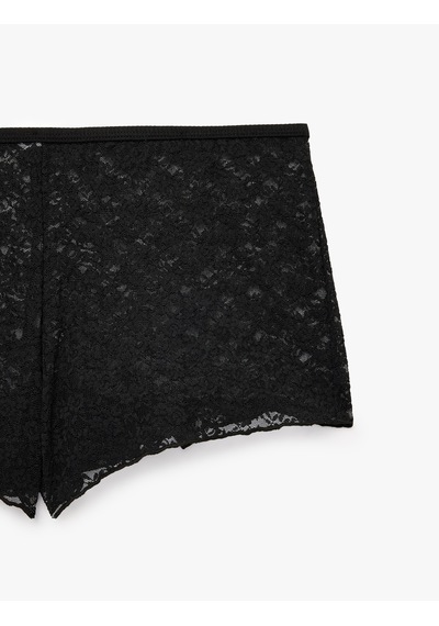 Koton Rahat Kesim Dantel Detaylı Şort Pijama Altı Siyah 6slk80021mk