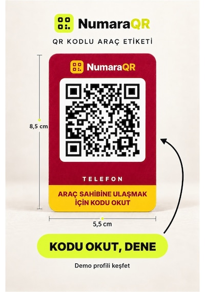 Qr Kodlu Numaratör Araç Ve Motosiklet İçin Qr Etiket Park Numaratörü 8,5x5,5 Cm Kırmızı Numaraqr