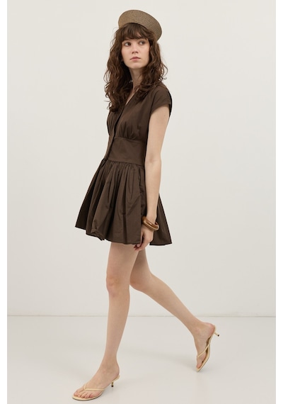 Antioch Mini Poplin Kadın Elbise Kahve
