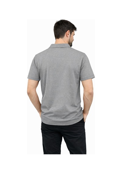 Mekaizen Erkek Slim Fit Polo Yaka Tişört Dar Kesim Basic Kısa Kollu Günlük T-shirt Gri