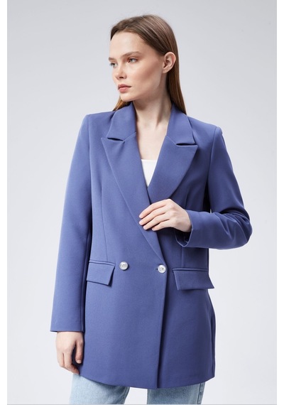 İndigo Oversize Dokuma Blazer Ceket Siyah