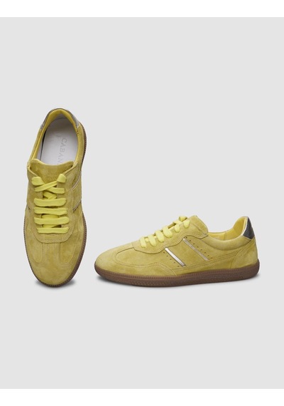 %100 Hakiki Deri Sarı Süet Bağcıklı Kadın Sneaker-sari Sarı