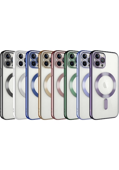 Mobilteam Apple iPhone 13 Pro Uyumlu Kamera Korumalı Magsafe Wireless Şarj Özellikli Demre K Derin Mor