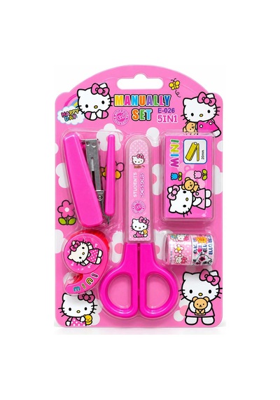 5 Parça Pembe Hello Kıtty Mini Kırtasiye Seti