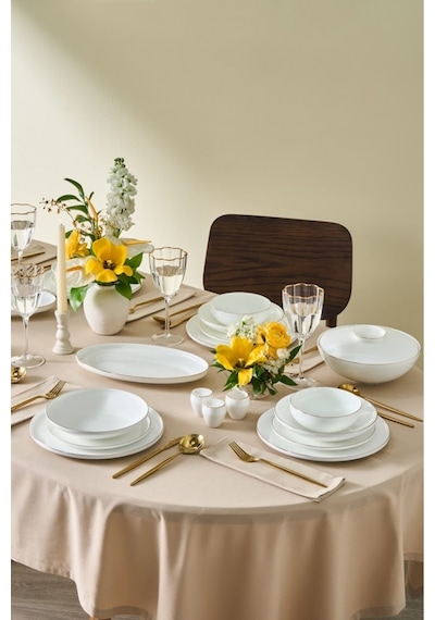 Karaca  Fine Bone Meridian 55 Parça 12 Kişilik Yemek Takımı Gold