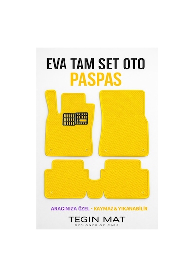 Renault Twingo 1993 2012 Icon Uyumlu Eva Oto Paspas Sarı Metal Topukluklu Tam Set