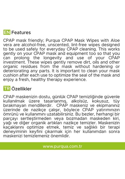 Purqua Cpap Maske Temizleme Mendili