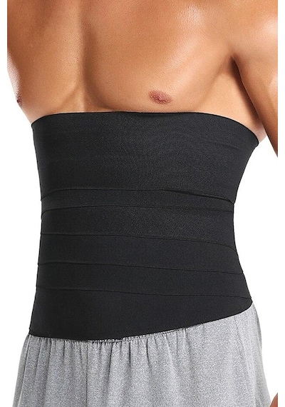 Sauna Suit Bele Dolamalı Kum Saati 5m Sarma Bel Korsesi Waist Trainer  Siyah