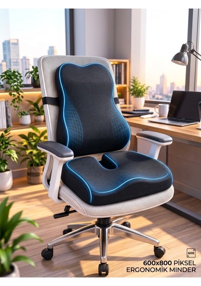 Yeni Nesil Visco Ortopedik Ergonomik Kaymaz Taban Terlemez Sırtlık Ve Minder Rahat Oturuş Minder Ve Sırtlık 2li Set 1