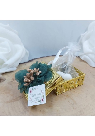 Toptanh.Dükkanı Altın Plastik Kutu Nikah Şekeri Daire(30 Adet)