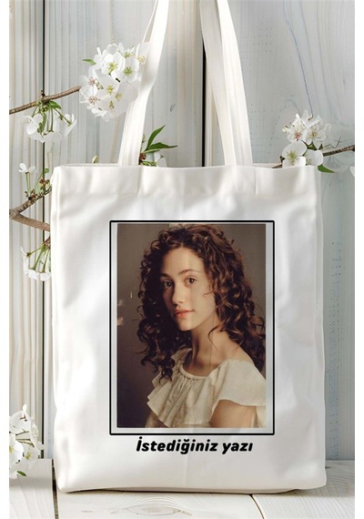 Art Hediye Emmy Rossum Baskılı Bez Çanta Omuz Çantası Kişiye Özel Desen 3 Çok Renkli