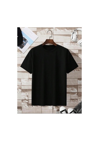 Medinenur Arka Palmiye Baskılı Basic T-shirt Siyah