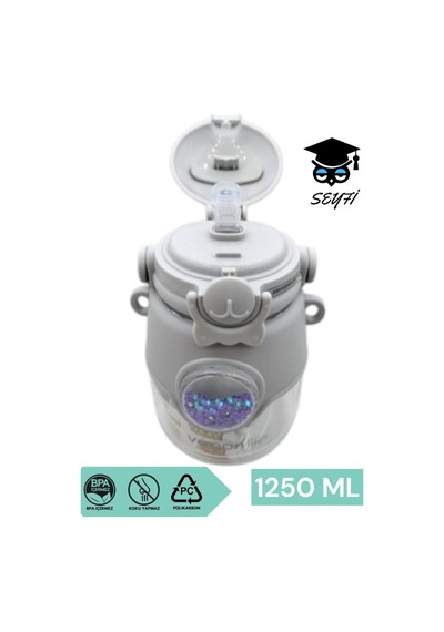 1250 Ml Polycarbon Okul Matarası Bpa İçermez Pipetli Kilitli Kapak Plastik Suluk Vagonlife Çok Renkli