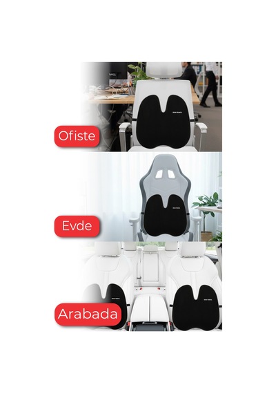 Viscofoam Ultralüks Ortopedik Bel Yastığı Ergonomik Bel Destek Minderi Ofis & Araç Uyumlu - Siyah