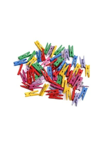 Herşeytrend 100lü Renkli Ahşap Mandal Seti 2.5 Cm