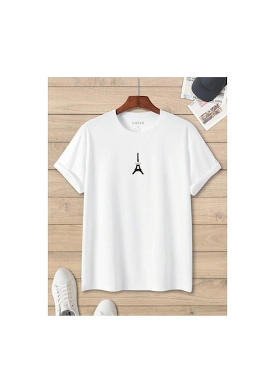 Tarzsokak Unisex Oversize Eyfel Kulesi Baskılı T-shirt Beyaz