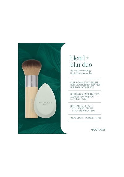 Lexroo Blend + Blur Makyaj Fırçası Ve Sünger Duo, Makyaj Blender Sünger Ve Fondöten Fırçası