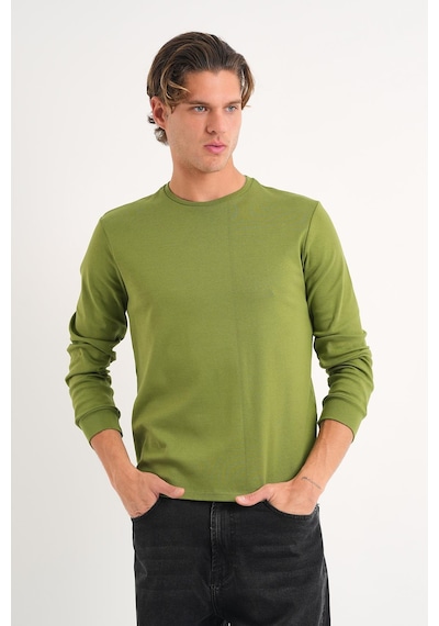 Alexander Gardi Alexandergardı Uzun Kollu Bisiklet Yaka Basic Sweatshirt Haki