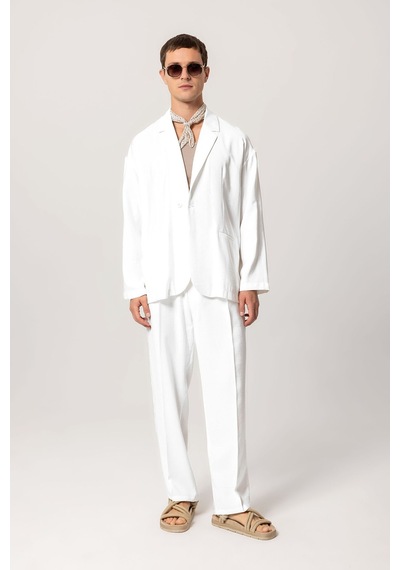 Antioch Oversize Astarsız Erkek Blazer Ceket Ekru