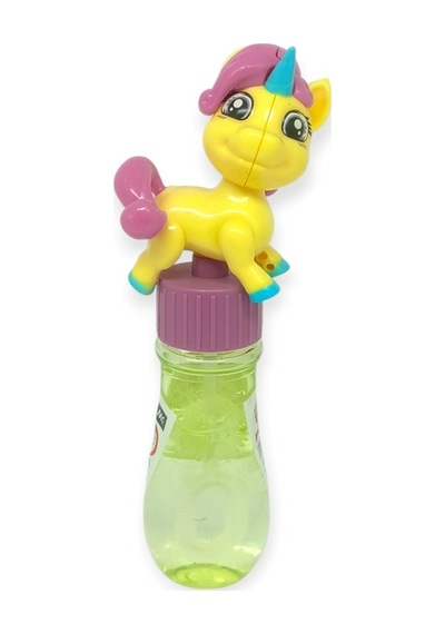 Sevimli Unicorn Figürlü Baloncuk Şişesi - Eğlenceli Köpük Çıkartma Oyuncak - Sarı Bayi Depom