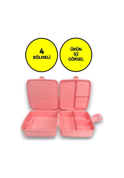 Premium Beslenme Kutusu 4 Bölmeli Little Princess Pembe Diğer