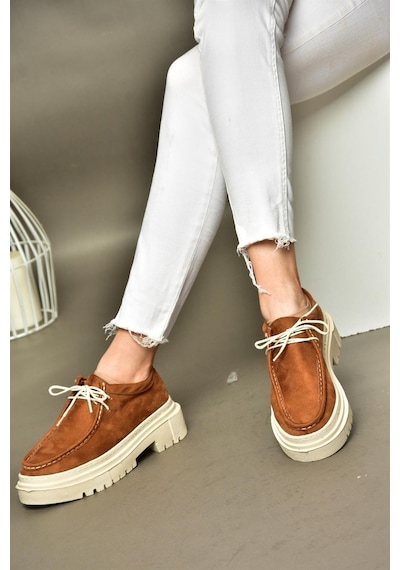 Fox Shoes R294783002 Taba Süet Kadın Ayakkabı 001