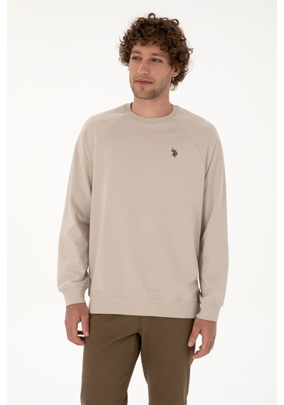 U.S. Polo Assn. Erkek Regular Fit Bisiklet Yaka Taş İnce Basic Sweatshirt 50313752-VR049