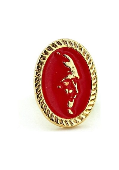 Solfera Kırmızı Atatürk Silüeti Sarı Metal Pin Rozet Rz163