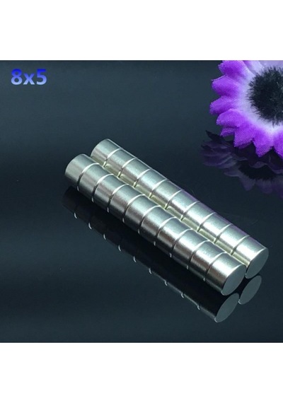 10 Adet Çap 8mm X Kalınlık 5mm Silindir Süper Güçlü Neodyum Mıknatıs