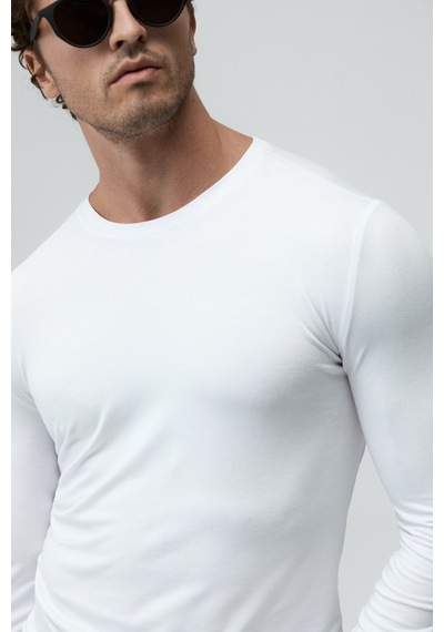 Grimelange Taglıo Erkek Uzun Kollu Beyaz T-shirt