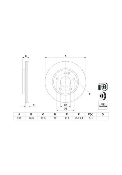 Mercedes A Serisi 168 A170cdı 1.7 2001-2004 Bosch Ön Disk 2 Adet
