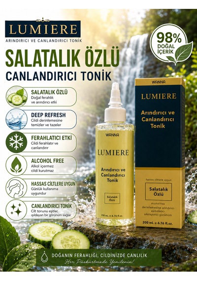 Wanna Lumiere Salatalık Özlü Yüz Arındırıcı ve Canlandırıcı Tonik 200 ML