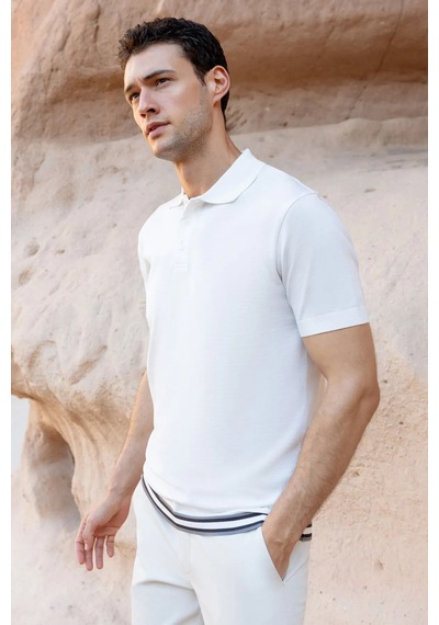 Morven Erkek Trend Polo Yaka Dynamic Fit T-shirt 18030 Ekru