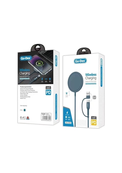 Go Des GD-UC606 2 in 1 Usb ve Type-c Portlu Magsafe Wireless Şarj Aleti 15W