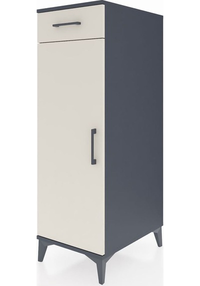 Kronos Dolap 2 Raflı Tek Çekmeceli Tek Kapaklı 44x59x134 Antrasit-aytaşı Antrasit