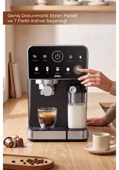 Scm-3036 Pro 20 Bar Espresso Makinesi, 7 Kahve, Süt Hazneli, Kapsül Uyumlu