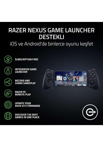 Kishi V3 - İphone Ve Android Akıllı Telefonlar İçin Tam Boyutlu Mobil Kontrol Cihazı - Usb-c Tak Ve Çalıştır - Kayma Önleyici Analog Çubuklar - 12 Düğme - Sensa Hd Haptics - Siyah Kishi V3 - İphone Ve Android Akıllı Telefonlar İçin Tam Boyutlu Mobil Kontrol Cihazı - Usb-c Tak Ve Çalıştır - Kayma Önleyici Analog Çubuklar - 12 Düğme - Sensa Hd Haptics - Siyah