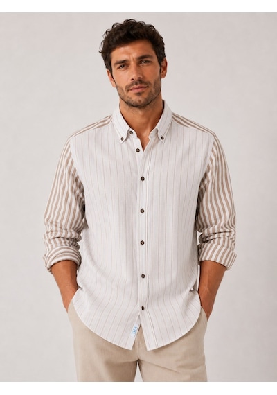 Slim Fit Uzun Kol Keten Likra Çift Desen Cepsiz Hediye Kutulu Erkek Gömlek Fs-004577 - Bej-3319 Slim Fit Uzun Kol Keten Likra Çift Desen Cepsiz Hediye Kutulu Erkek Gömlek Fs-004577 - Bej-3319
