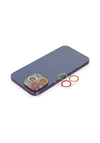 Apple İphone 13 Pro Max Renkli Kamera Lens Koruma Cam - Turuncu-kırmızı Belirtilmemiş