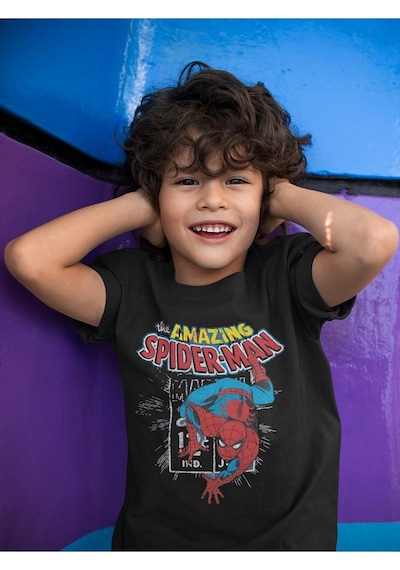 Sevbano The Amazing Spider-man Baskılı Unisex Örümcek Adam Film Çocuk Tiş SIYAH