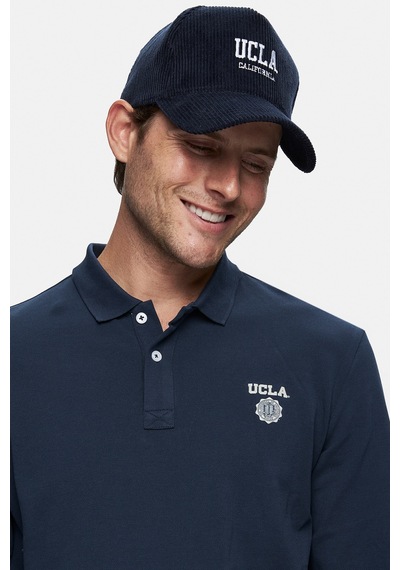 Ucla Maxwell Lacivert Polo Yaka Baskılı Standard Fit Erkek Sweatshirt Lacivert