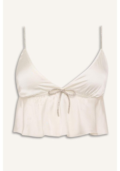 Defacto Regular Fıt Saten Ecru Pijama Üst G1175ax26sper77 Ekru-er77