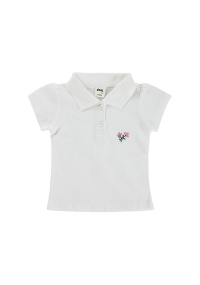 Civil Baby Çiçek Nakışlı Basic 6-18 Ay Tişört - Ekru