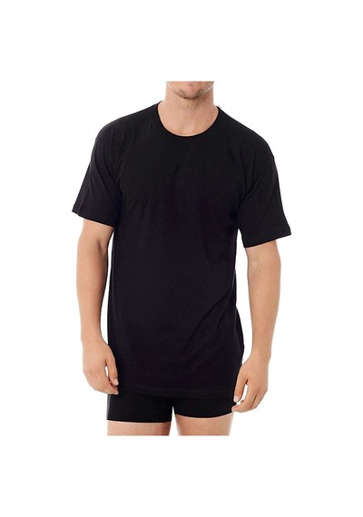 Kom Kısa Kol Sıfır Yaka Koton Modal Erkek Eduardo 2li T-shirt Siyah