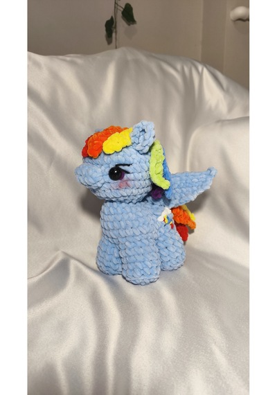 El Yapımı Tığ İşi My Little Pony Peluş Oyuncak Rainbow Dash 10094-lacivert 02 - Çok Renkli