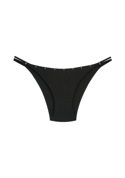1025 Çift İp-taş Detaylı Bikini Külot Paketi 1025-v4 - Siyah